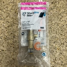 SharkBite Max 1/2 in. Brass Push-to-Connect Slip Ball Valve Part #UR24735 - NEW