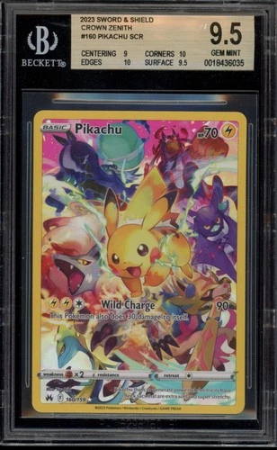 Pokemon Pikachu Crown Zenith Secret Rare Full Art #160 BGS 9.5