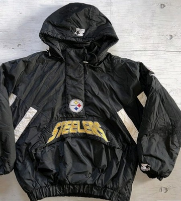 #ad #ad Vintage 90s Pro Line Steelers Starter Hooded Pullover Jacket NFL Men’s Large $100.00
