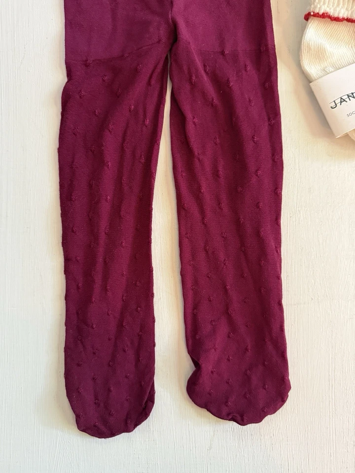 Paquete de medias y calcetines rosas Janie and Jack punto borgoña bebé 0-6 meses Foto 2 de 4