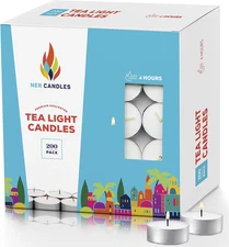 Unscented Tea Lights Candles White, Smokeless, Dripless & Long Lasting Paraffin
