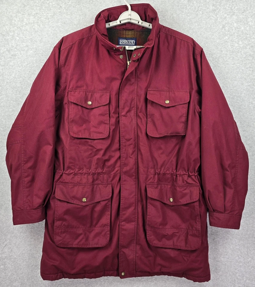 Lands End Jacket Mens XLT Burgundy Wool Lined Insulated Chore Field Utility Coat - Image 3 of 4