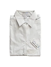 North End Sport | Ladies Long Sleeve Button Up White Striped Shirt | Large