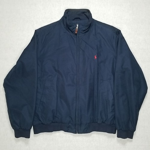 Vtg Polo By Ralph Lauren Classic Harrington Men's Navy Jacket L Wool Mix Lining