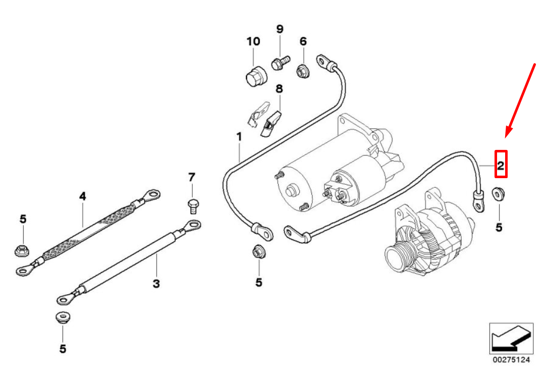 BMW 5 E39 Cable Alternator Starter 12421439334 1439334 NEW GENUINE  