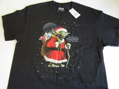 T-shirt Star Wars – Yoda Père Noël – Homme XL – Coton Vert – Occasion TB