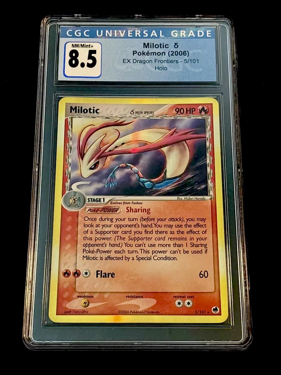 NM/M+ CGC 8.5 Milotic (Delta Species) 5/101 Dragon Frontiers Holo Pokemon TCG