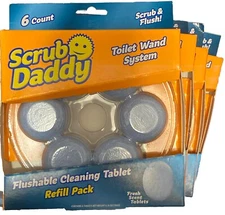 Scrub Daddy Toilet Wand System Refills 6 Count - 4 Packs Flushable Dissolving