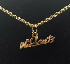 WILDCATS SPORTS TEAM 14KT GOLD EP CHARM WITH 14KT GOLD EP 18"" ROPE CHAIN