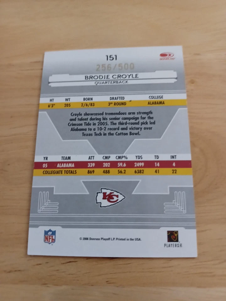 2006 Leaf Certified Materials New Generation #rd /500 Brodie Croyle #151 Rookie - Image 2 of 2