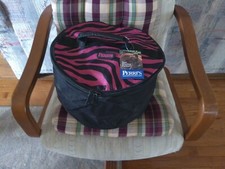 PERRI'S PINK ZEBRA CORDURA Nylon Riding Equestrian lined Helmet Bag w handle 8''