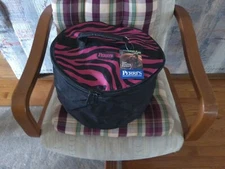 PERRI'S PINK ZEBRA CORDURA Nylon Riding Equestrian lined Helmet Bag w handle 8''