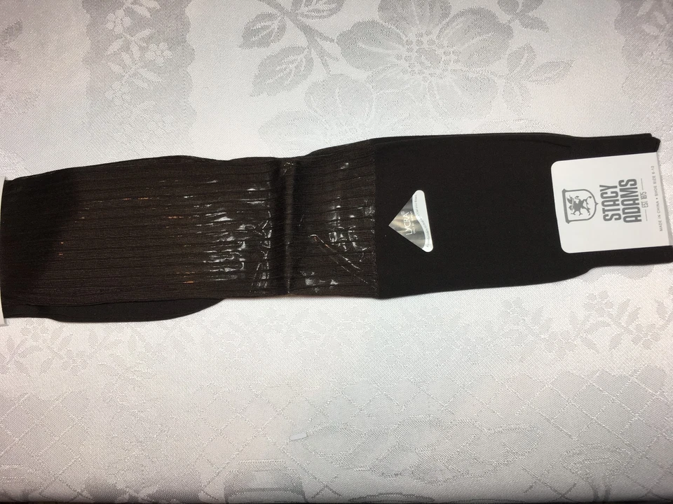 NUEVO PAR DE CALCETINES DE VESTIR PARA HOMBRE STACY ADAMS SOBRE LA PANTORRILLA SLICK ACANALADOS SEDOSOS Foto 4 de 4
