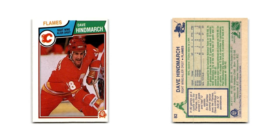 1983 O-Pee-Chee Dave Hindmarch RC Calgary Flames #82 - Image 3 of 3