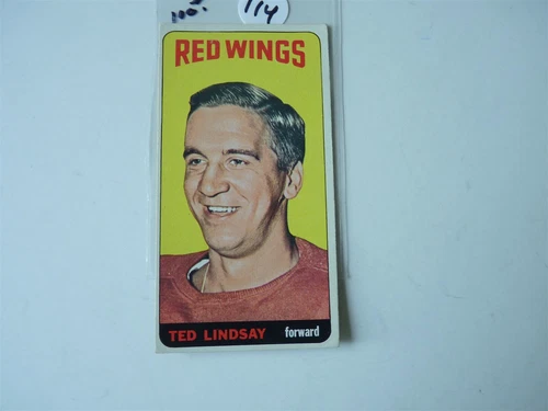 HOCKEY CARDS TOPPS 1964 TALL BOY DETROIT RED WINGS TED LINDSAY (HIGH NUMBER)