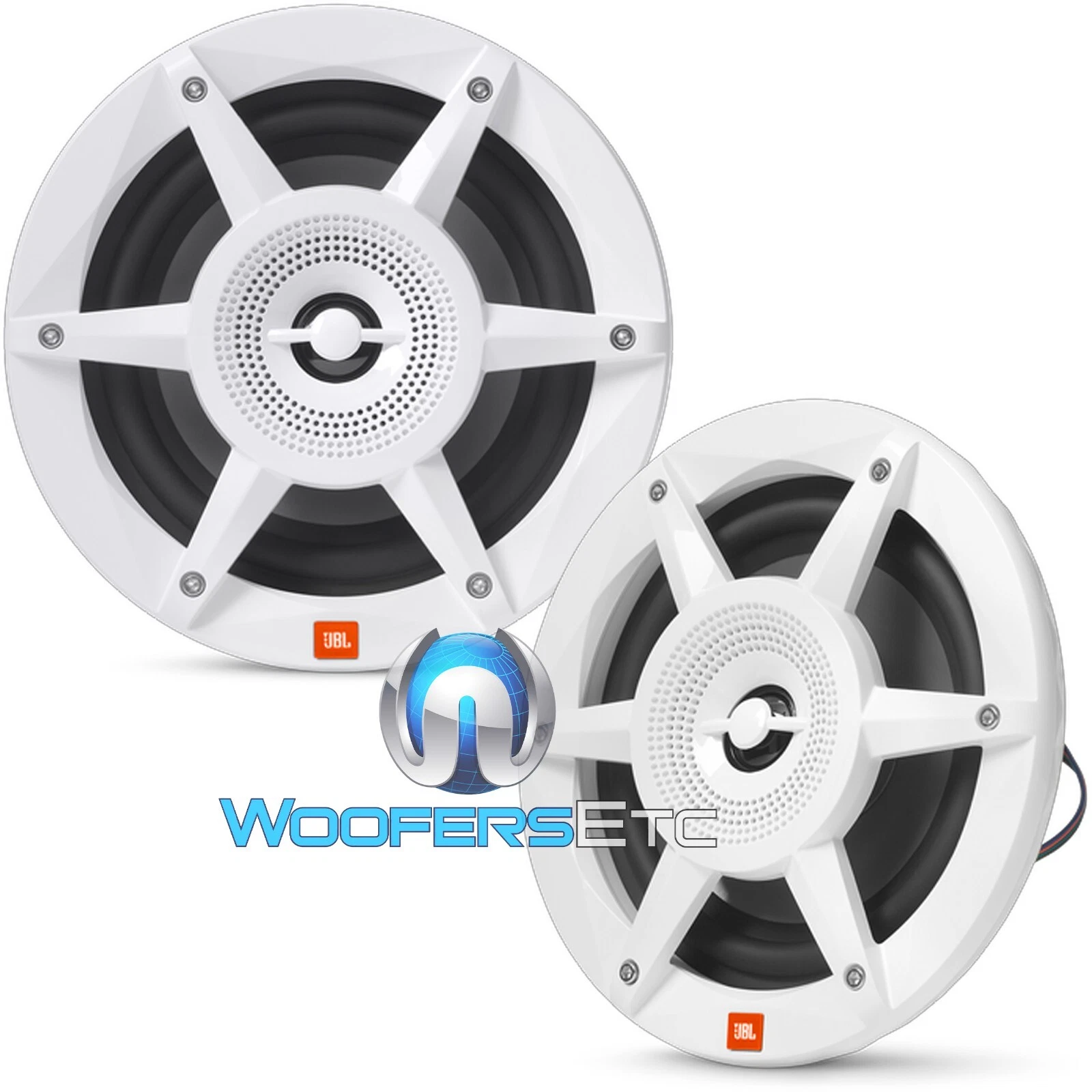 JBL STADIUM MW6520 6.5" 300W 2-Way Marine Boat Coaxial LED Speakers Pair