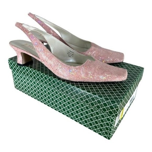 J Renee Women’s 8.5 Pastel Pink Kristy Galaxy Print Slingback Heels VTG Y2K