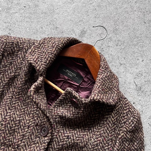 Weekend Max Mara Womens Premium Tweed Wool Rich Blend Collared Short Coat Jacket - Picture 5 of 7