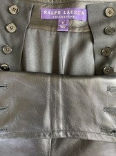 Ralph Lauren Purple Label Lambskin Leather Black Straight Leg Pants Size 6 NWOT