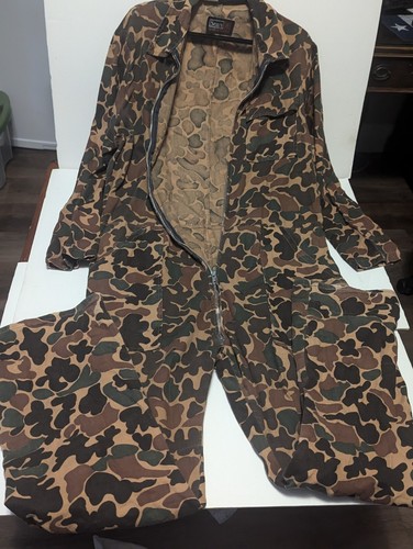 Vintage SEARS Sports Center Camouflage Cotton Coveralls Hunting Large 44-46 EUC - Picture 2 of 16
