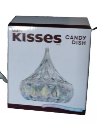 Hershey s Kisses Crystal Clear Covered Candy Dish Godinger 5'' Iridescent Glass