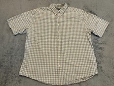 Eddie Bauer Shirt Mens XLT Tall Gray Yellow Check Short Sleeve Button Down