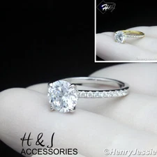 WOMEN 925 STERLING SILVER BLING CZ GOLD PLATED/SILVER ROUND ENGAGEMENT RING*222