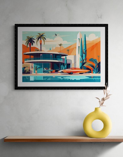 1960er Jahre Mitte des Jahrhunderts Moderne Atomzeitalter Kunstdruck cx2 - Bild 2 von 2