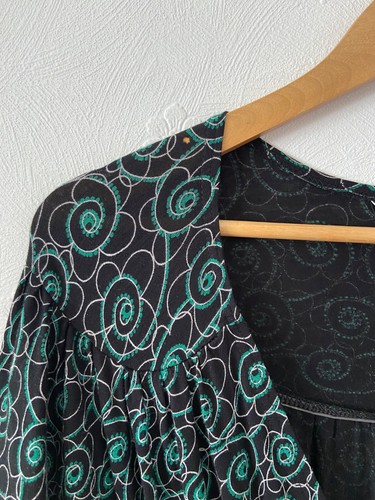 Topshop Black & Green Wrap Style Fit & Flare Jersey Dress UK Size 12 - Picture 7 of 9
