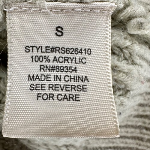 No Comment NY-LA S Green Cable Knit Patch Colorblock Ombre LS Vneck Sweater - Picture 7 of 9