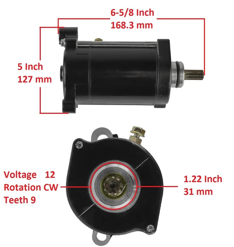 Starter Motor for Yamaha WaveRunner III 650 WRA650 1990 1991 1992 1993 1994-1996 - Image 2 of 4