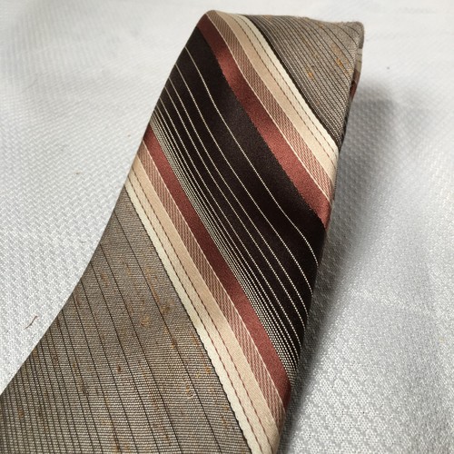 Vtg Sears Perma Prest Men's Necktie Brown Rust Diagonal Stripes 56" - Picture 3 of 5