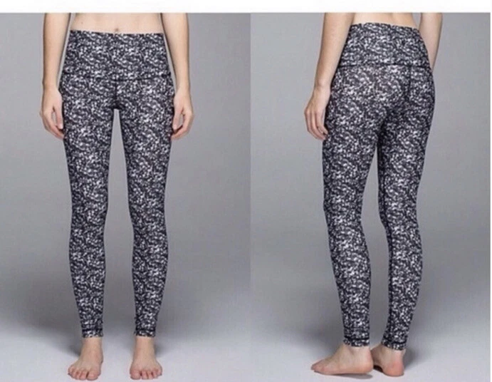 Lululemon Shine Tight Sequin Print Size 4 Stretch Skinny Roll Down