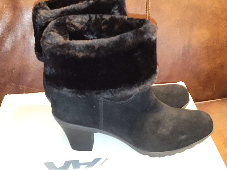 Botas Anne Klein Sport Heward negras de gamuza imitación piel de oveja media pantorrilla talla 6,5 M Foto 4 de 4