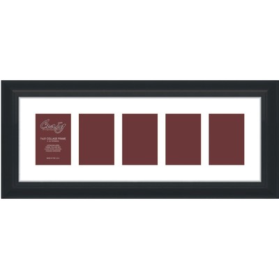21834700BK 11 by 31-Inch Black Picture Frame, Single White Collage Mat with 5...