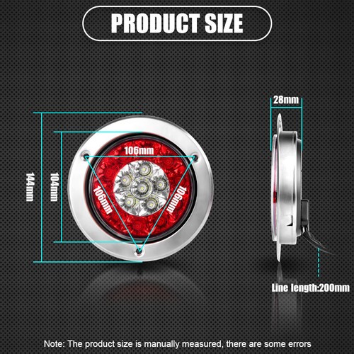 4" Round LED Tail Lights Stop Brake Indicator Reverse Truck Trailer Caravan Lamp - Picture 27 of 85