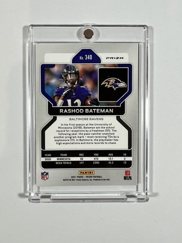 2021 Panini Prizm RASHOD BATEMAN #340 RC Baltimore Ravens Base Rookie - Bild 2 von 2