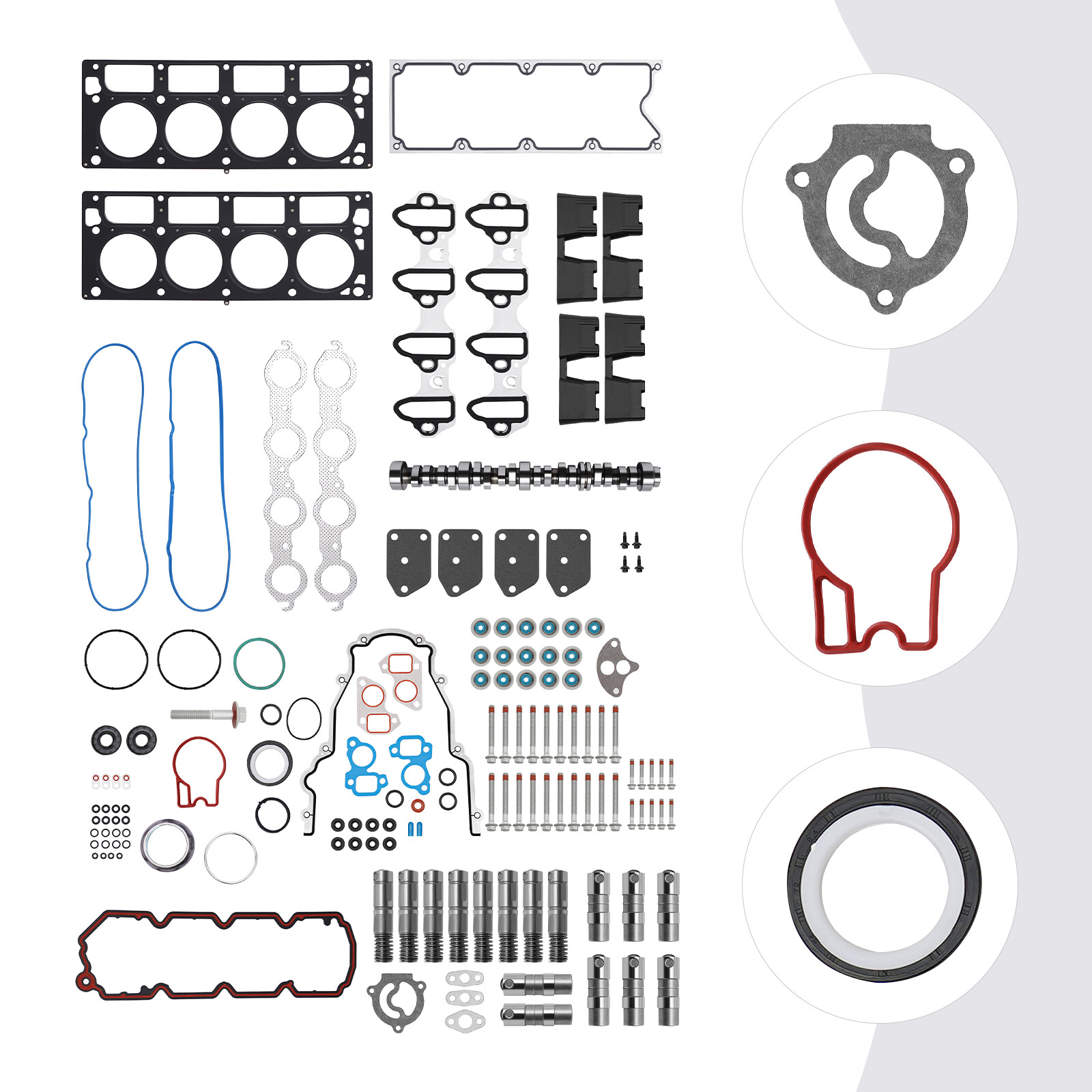 ForGM 5.3 AFM Lifter Replacement Kit Camshaft Kit Head Gaskets Bolts Guides Set