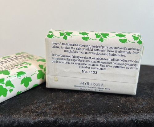 2 VTG De Myrurgia Natural Jabon Elborado Soap Bar 2.9 oz Spain Barcelona 1983 - Picture 2 of 6