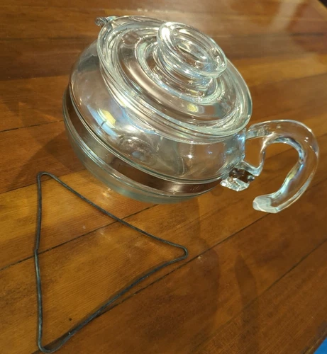 Vintage Pyrex Clear Flameware Teapot Coffee Pot 8446 B 6 Cup 7756-C Lid