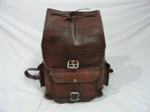 Genuine Retro Real Durable Leather women Backpack Satchel Brown Bag laptop - Picture 1 of 7