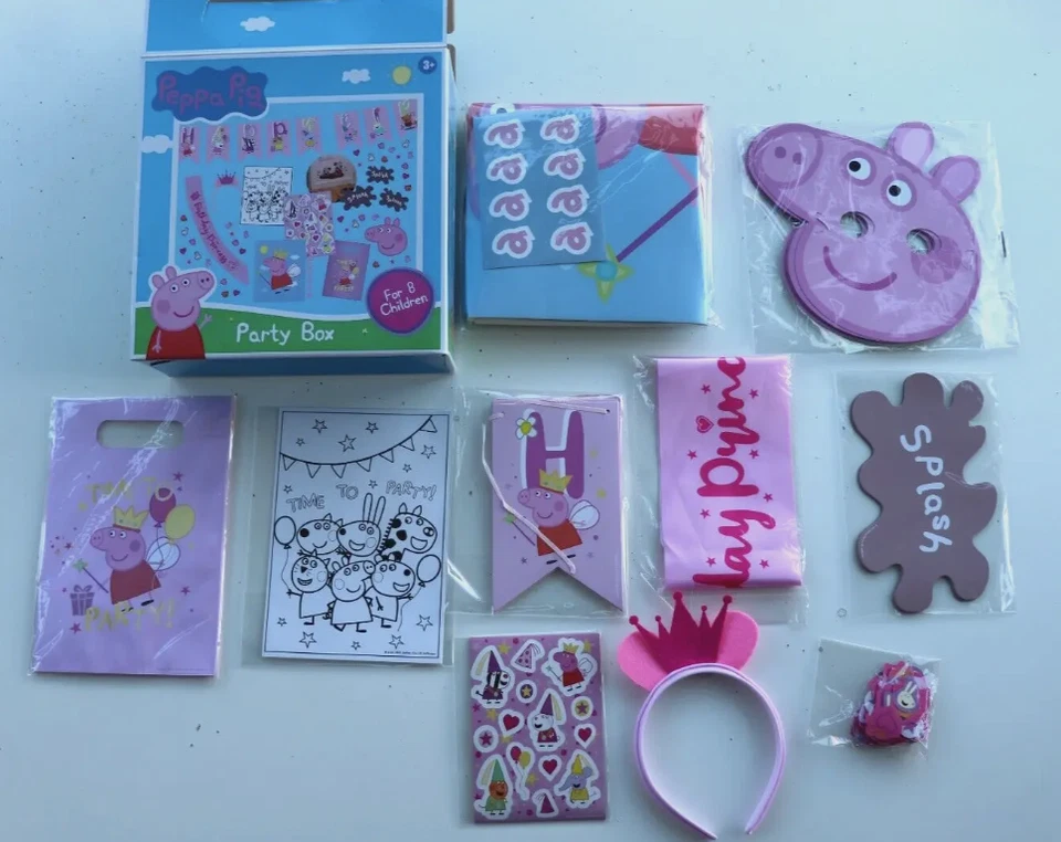 CLAIRE'S PEPPA PIG NIÑAS CUMPLEAÑOS FIESTA DECORACIONES SUMINISTROS CAJA PARA 8 NIÑOS Foto 3 de 4