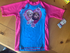 NWT Disney Frozen Anna  Elsa Swimsuit Girls medium Rash Guard OG price 13.99