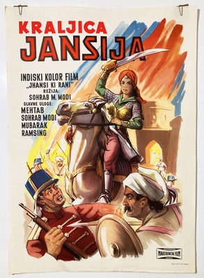 Jhansi Ki Rani 1956 Vintage Movie Poster Tiger and the Flame Mehtab Sohrab Modi