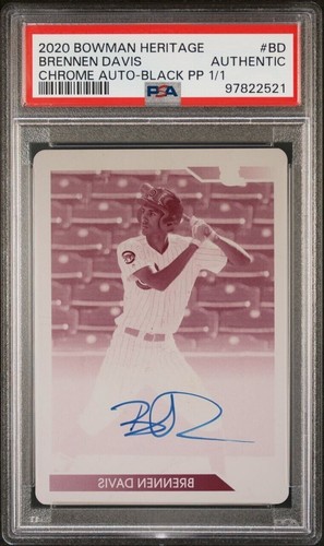 2020 Bowman Heritage Chrome Brennen Davis Magenta Printing Plate Auto 1/1 PSA
