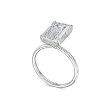 Diamond Ring VVS2 E Emerald CVD 3 Carat Lab Created IGI Certified Sparkling