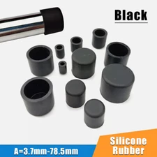 Silicone Rubber Sheath Tube Pipe End Cover U Stopper Plug Seal 3.7-78.5mm Black