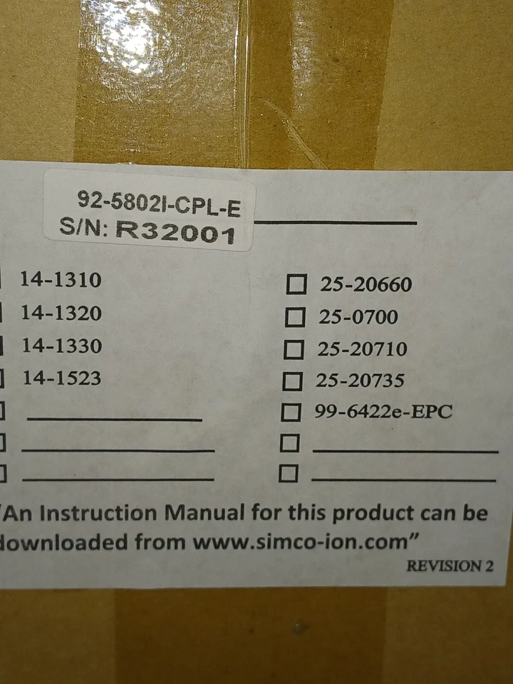 SOPLADOR DE IONES DE ENTORNO CRÍTICO SIMCO-ION 5802i 92-5802i-cpl-e S/N R32001 ¡NUEVO EN CAJA! Foto 3 de 4