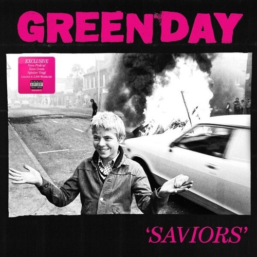 GREEN DAY - Saviors - Neon Pink with Neon Green Splat - Limited Edition Vinyl LP - Picture 5 of 8