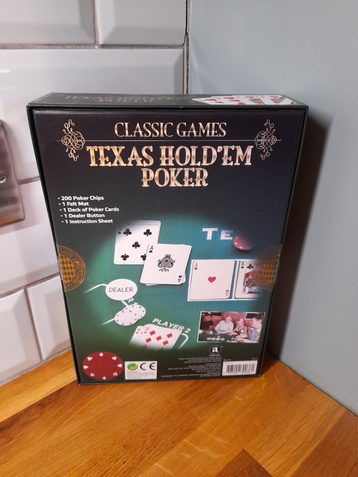 Texas Hold Em Poker Casino Game Set Cards Chips Mat NEW eBay